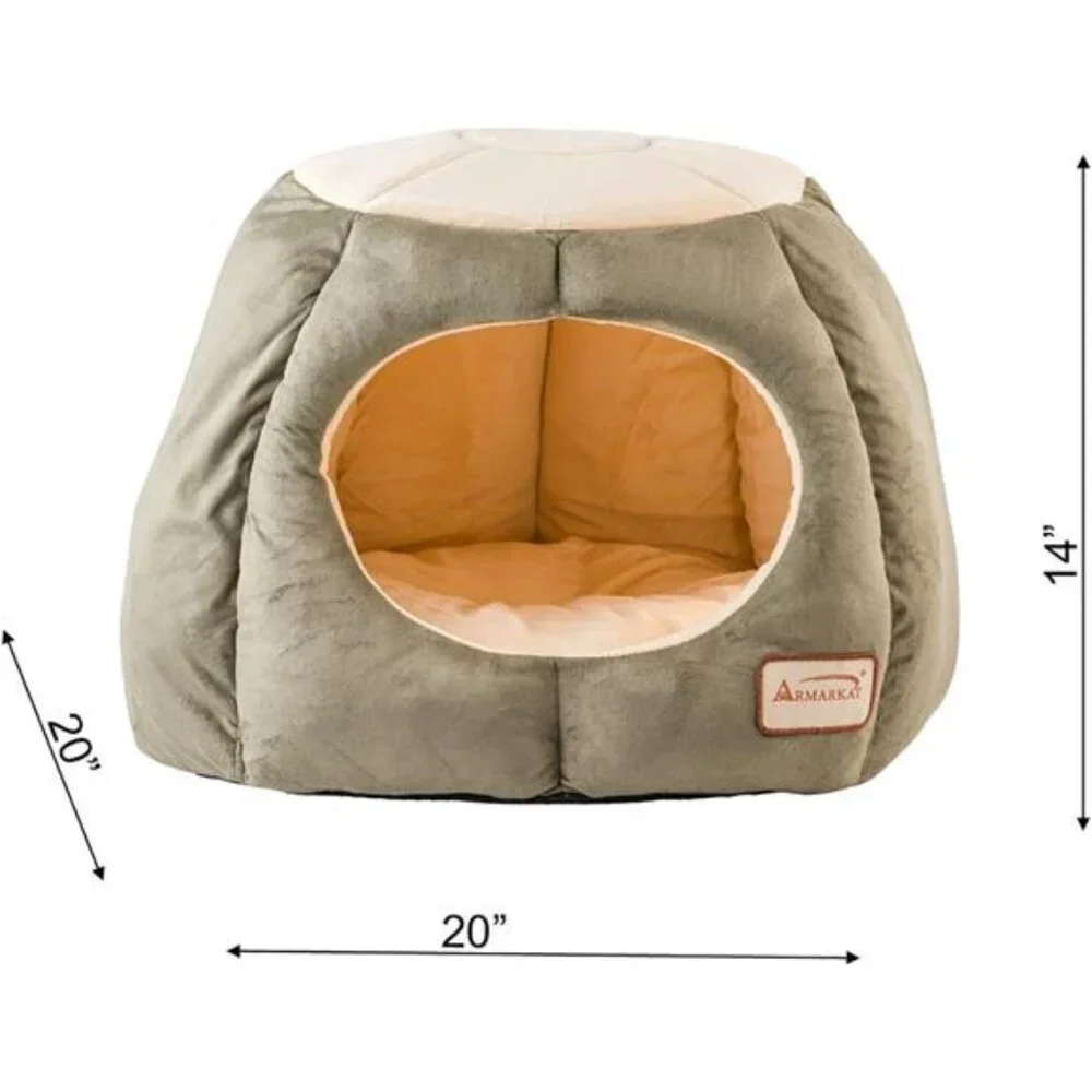Soft Cat Bed Velvet Plush Waterproof Skid Free Extra Thick Cozy Machine Washable